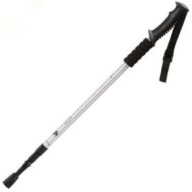 Three-section Straight Handle Retractable Trekking Poles (Color: Silver, Type: Walking Sticks)
