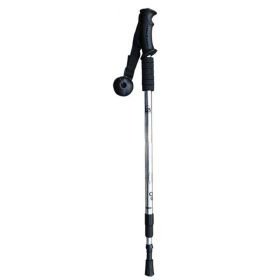 Multifunctional 3-Section Straight Handle Trekking Pole (Color: Silver White, Type: Walking Sticks)
