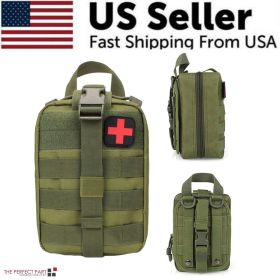 Tactical First Aid Kit Medical Molle Rip Away EMT IFAK Survival Emergency Bag (Pouch Color: Green)