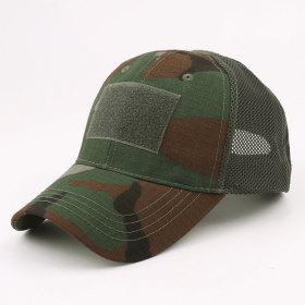 JupiterGear Military-Style Tactical Patch Hat with Adjustable Strap | Breathable and Unisex (Color: Woodland Camo)